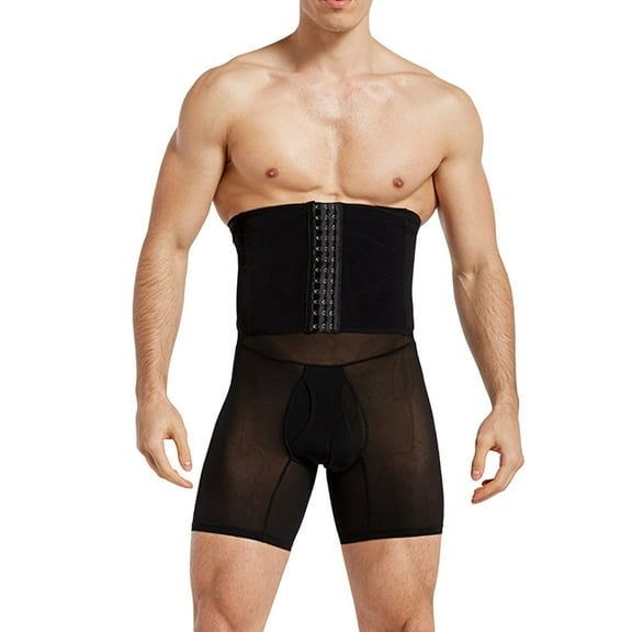 POIUYTR Mens Shapewear Tummy Control Shorts Compression Boxer Briefs High Waist Slimming Underwear Body Shaper Seamless Belly Girdle Shorts