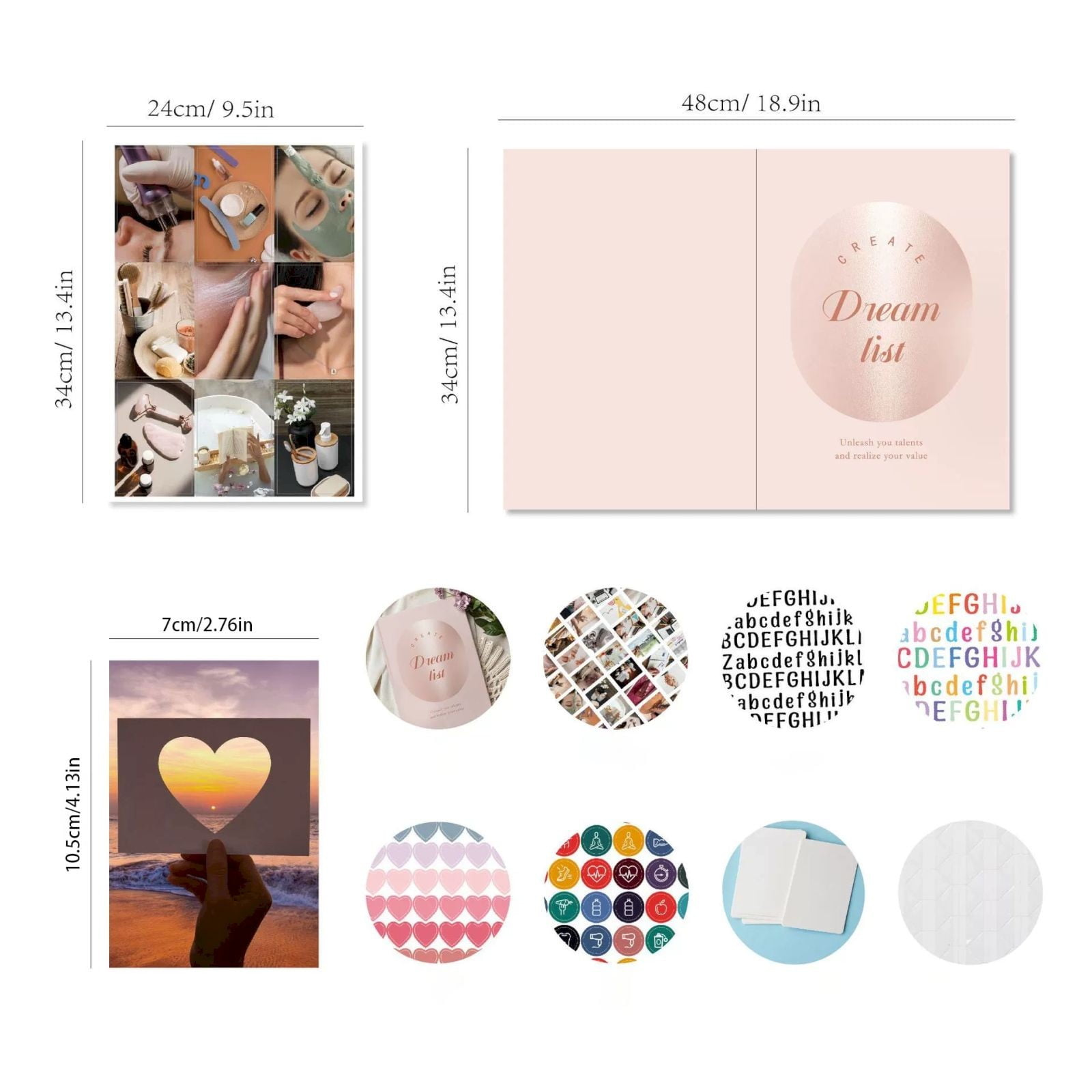 MOQIN Vision Board Book– Adult Mood Board & Scrapbook Supplies Kit -Over 500 Beautiful Pictures & Motivating Words –Includes Planner Activities & Foldable Board -Book Set & Clip Art for Women
