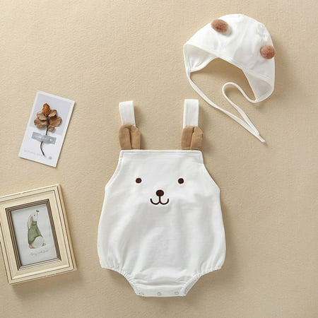 

Hunpta Cartoon Sunsuit Pompon Romper Baby Straps Bodysuit Hat Infant Girls Girls Romper&Jumpsuit