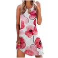 thumbnail image 2 of SMihono Robe Maxi Bohème d'Été pour Femmes Grande Taille Décontractée Imprimée Col en V Manches Courtes Ample Longueur Genou Robe de Plage, 2 of 5