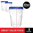 thumbnail image 3 of Stock Your Home 32oz Plastic Containers with Twist Top Lids (3 Pack) – Quart Freezer Containers for Leftovers, Airtight Reusable Soup Storage, Microwave & Dishwasher Safe, 3 of 9