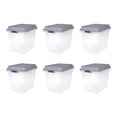thumbnail image 1 of Hefty Lot de 6 Bacs de Rangement en Plastique Empilables de 32 Qt à Hauteur Élevée avec Couvercle, Gris Carrière, 1 of 10