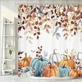 thumbnail image 4 of Fall Pumpkin Shower Curtain, Thanksgiving Autumn Harvest Leaves Watercolor Seasonal Decor Bathroom Curtains, Waterproof Fabric Polyester with Hooks, 66x72 Inch, 4 of 6