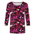 thumbnail image 5 of Odbmxy Valentine T Shirts Women 3/4 Sleeve Womens Tops Leisure Love Print Vacation Workout Loose Tops Pink, 5 of 5