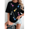 thumbnail image 2 of Women's Black Sequined Bow Graphic Tee - Perfect for Country Music Festivals | [ZhiHiMeRi] | (US 20-22)2XL, 2 of 8