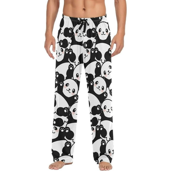 GZHJMY Panda Pajama Pants for Men, Lounge Pants Lightweight Men Pajama Bottoms with Drawstring Pockets, Christmas New Year Birthday Gifts, Large