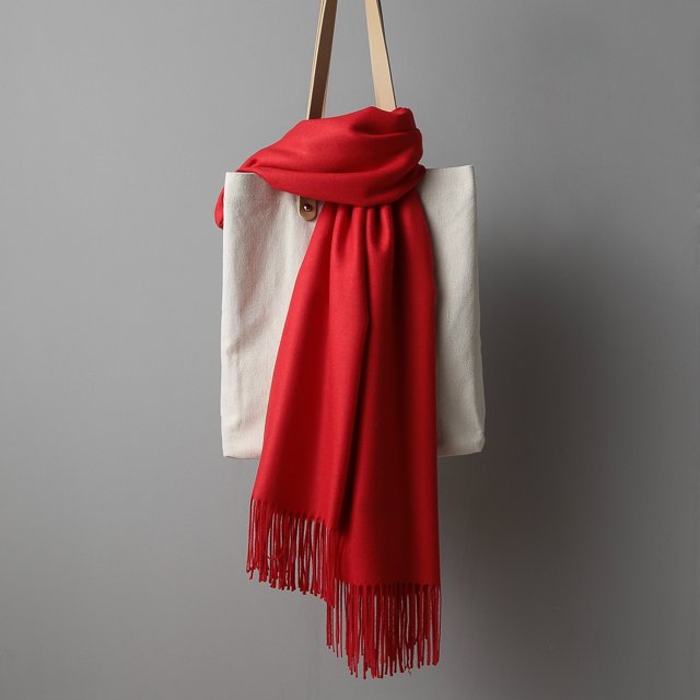 Bufanda grande de otoño e invierno para mujer, chal cálido con borlas, color sólido, cachemira gruesa, uso doble