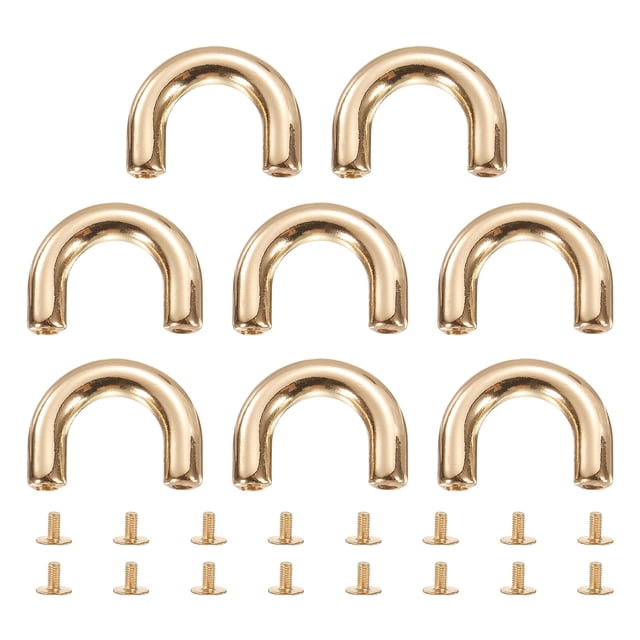 8Pcs Metal D-Ring Connector Buckles, Alloy Arch Bridge D-Ring Buckles Chain with Screws (Light Gold, 0.9" x 0.2")
