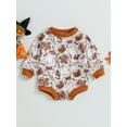 thumbnail image 3 of Baby Halloween Outfit Girl Boy Pumpkin Ghost Sweatshirt Romper 3M 6M 12M 18M  Oversized Sweater Onesie Cute Fall Winter Clothes, 3 of 10