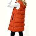 thumbnail image 6 of Karymi Plus Size Tops for Women Solid Long Hooded Puffer Vest, Sleeveless Drawstring Collar Zip Up Snap Button Quilted Waistcoat, Warm Cotton Coat with Side Pockets, 6 of 7