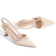 thumbnail image 3 of RONILURN Women's Pointed Toe Low Heel Pumps Closed Toe Rhinestone Ankle Strap Bowknot Comfort Bridal Wedding Party Dress Shoes, 3 of 9