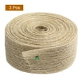 thumbnail image 3 of Unique Bargains 3 Rolls Natural Burlap Fabric Ribbon 1-1/2 Inch Burlap Wired Ribbon Rustic Ribbon, 3 of 5