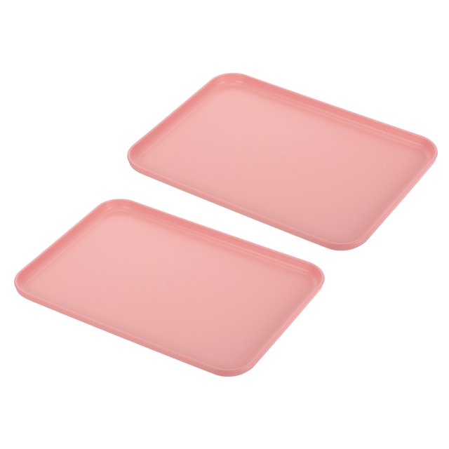 Unique Bargains 12x9' Fast Food Tray, 2 Pack PP Plastic Reusable Multi-Purpose Non-Slip Serving Tray Pink