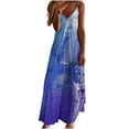 thumbnail image 2 of SMihono Robe Maxi Bohème d'Été pour Femmes Grande Taille Mode Femme Bretelles Taille Mi-Haute Col en V Sans Manches Rayée Imprimée Robe Longue de Plage, 2 of 5