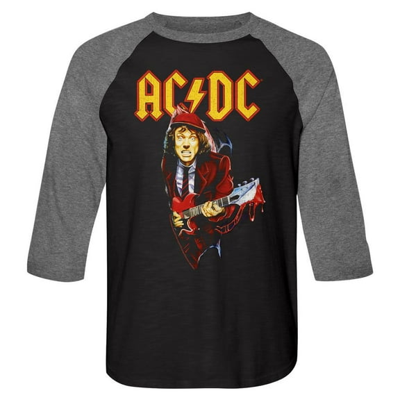 AC/DC Guitar Drip Vintage Black Premium Heather  3/4 Sleeve Raglan T-Shirt
