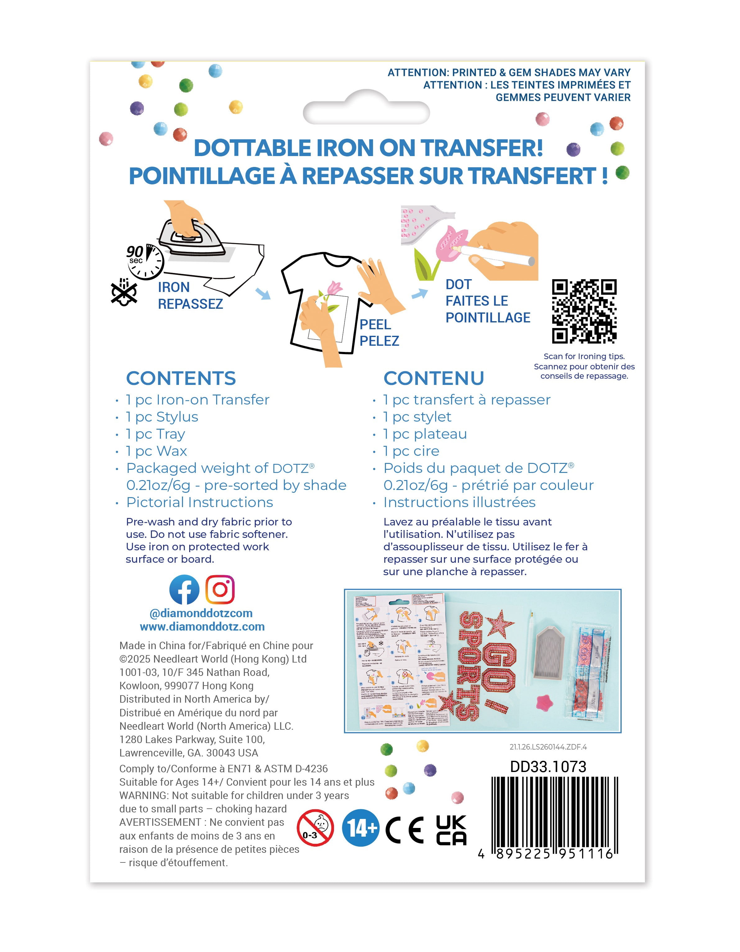DIAMOND DOTZ® Pink Sports Iron-On 'N' Dot Transfer