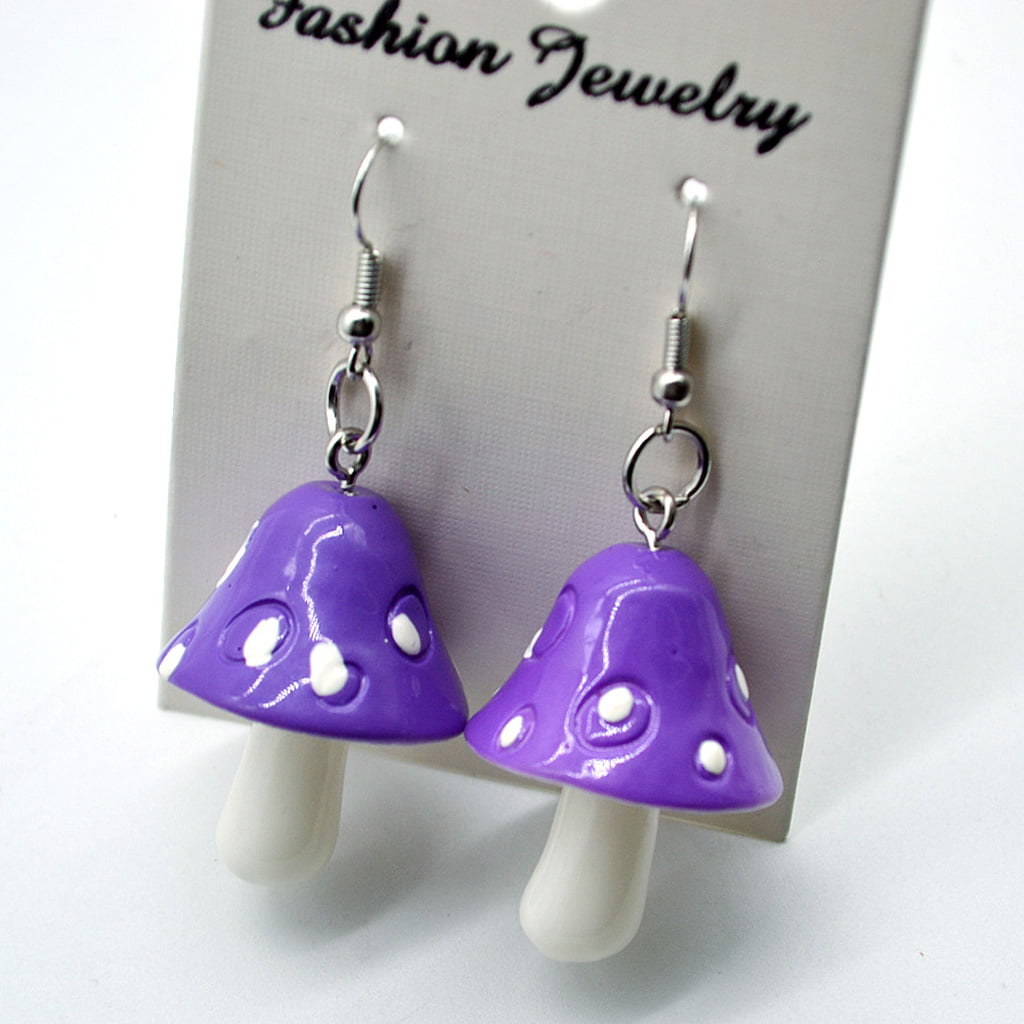 5/6 Pairs Resin Mushroom Earrings  Plastic Simulation Mushroom Drop Earrings Kit 