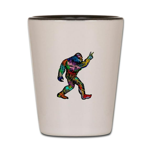 CafePress - PEACE UP - White/Black Shot Glass, Unique and Funny Shot Glass