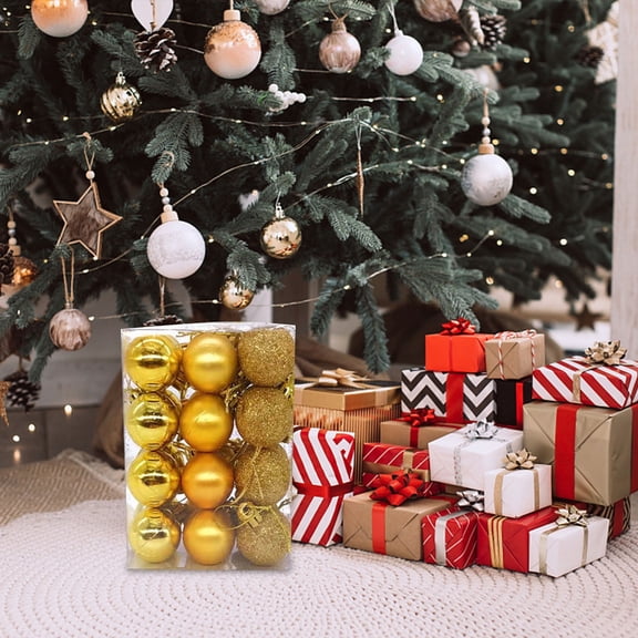 Christmas !Christmas Ball Ornaments, 24 Ct Pre-Strung Xmas Tree Decorations, Holiday Hanging Balls Golden 2.36"