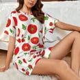 thumbnail image 4 of Pofeuu Fresh Red Tomato Print Women's Pajama Set Short/Shorts Soft Button PJs Elastic Drawstring Waist Sleepwear-Large, 4 of 6