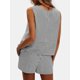 thumbnail image 4 of Camiseta sin mangas de verano EXLURA de 2 piezas Outfits para mujer, 4 of 6