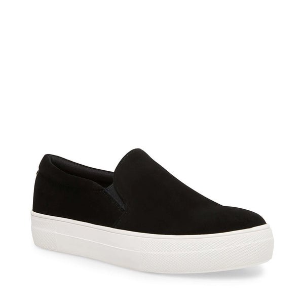 Steve Madden Gills Round Toe Slip-On Suede Sneakers Black White (10, Black - Walmart.com