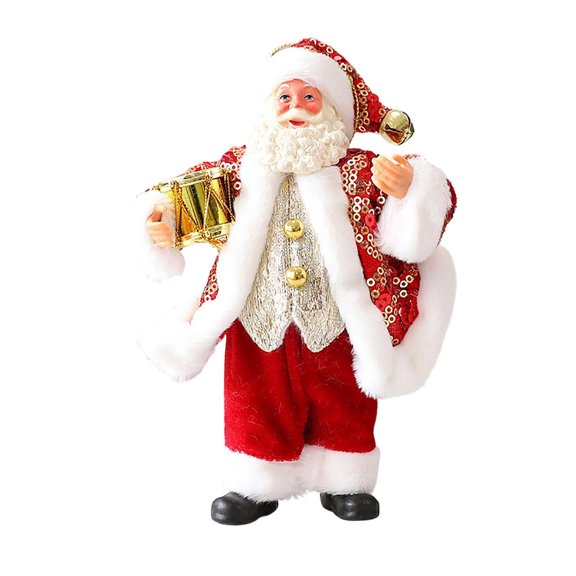 Fabric Santa Claus Ornament - Hanging Old Man Christmas Decoration for Tree, Tabletop, Office, Classroom, Indoor Holiday Decor