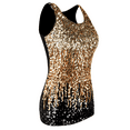 thumbnail image 4 of PrettyGuide Women Shimmer Glam Sequin Embellished Sparkle Tank Top Vest Tops Light Gold/Gold/Black, X-Large, 4 of 7