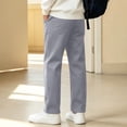 thumbnail image 4 of Plebaso Boys Basic School Uniform Pants High Waist Straight Leg Pull on Trousers Casual Kids Pants with Pockets, 4 of 7