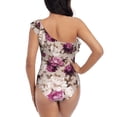 thumbnail image 5 of Pofeuu Rose Flowers Print Women's One Piece Swimsuits One Shoulder Swimwear Asymmetric Ruffle Monokinis Bathing Suits-X-Large, 5 of 6