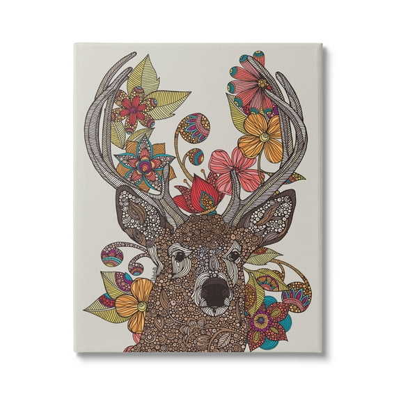 Stupell Industries Buck Deer Portrait Interwoven Flower Mandala Fractals Graphic Art Gallery Wrapped Canvas Print Wall Art, Design by Valentina Harper