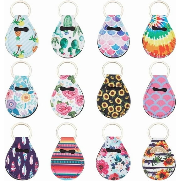 12Pcs Coin Holder Keychain Teardrop Keyring Storage Pouch for AA Challenge Coins Universal Medallion Keychains with 12 Styles Neoprene Keyring Pouch for Souvenir and Collectible diy