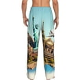 thumbnail image 7 of Salouo Iconic Global Landmarks Print Pajama Pants for Men, Lounge Pants Elastic Waistband Casual Men's sleepwear Loungewear Sleep Pajama Pant -Medium, 7 of 7