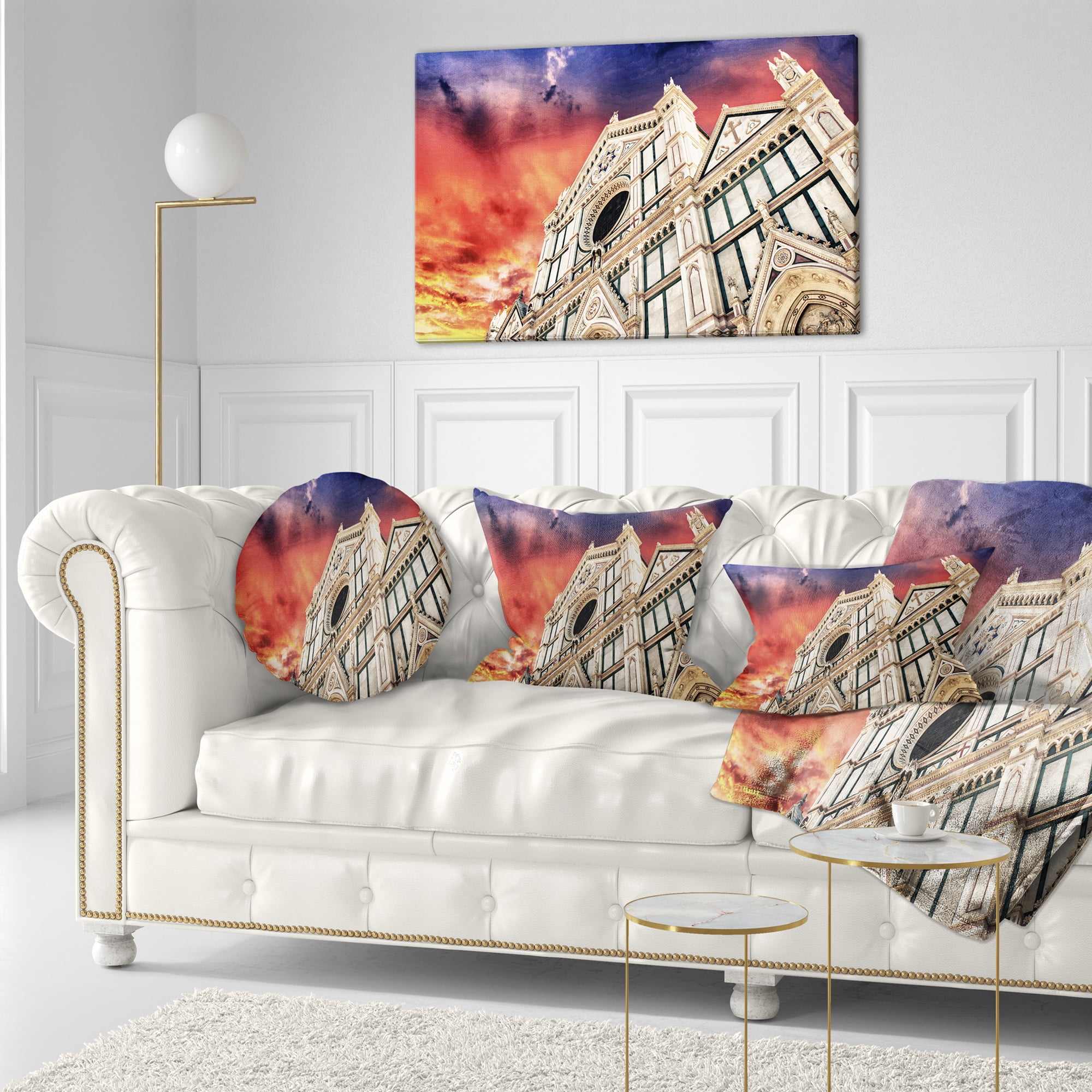 Designart Cathedral of Santa Croce in Florence - Cityscape Photo Throw Pillow - 12x20