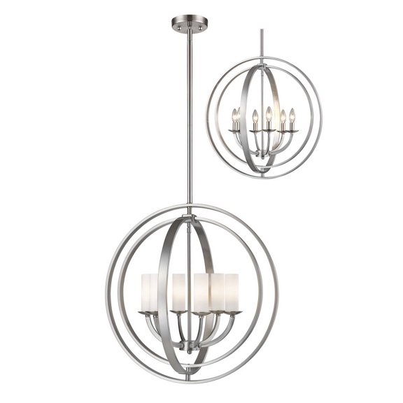 Zlite 6002-6L-BN Ashling 6 Light Pendant in Brushed Nickel with Matte Opal Shade