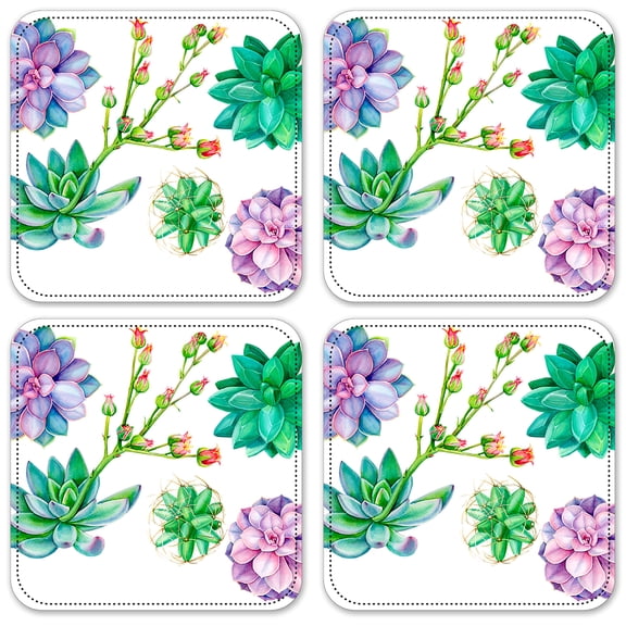 Vinyl Drink Coasters - Set of 4 - Succulents