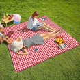 thumbnail image 1 of Three Donkeys Machine Washable Extra Large Picnic & Beach Blanket Handy Mat Plus Thick Dual Layers Sandproof Waterproof Padding Portable for The Family, Friends, Kids, 79"x79" (Red and White), 1 of 5