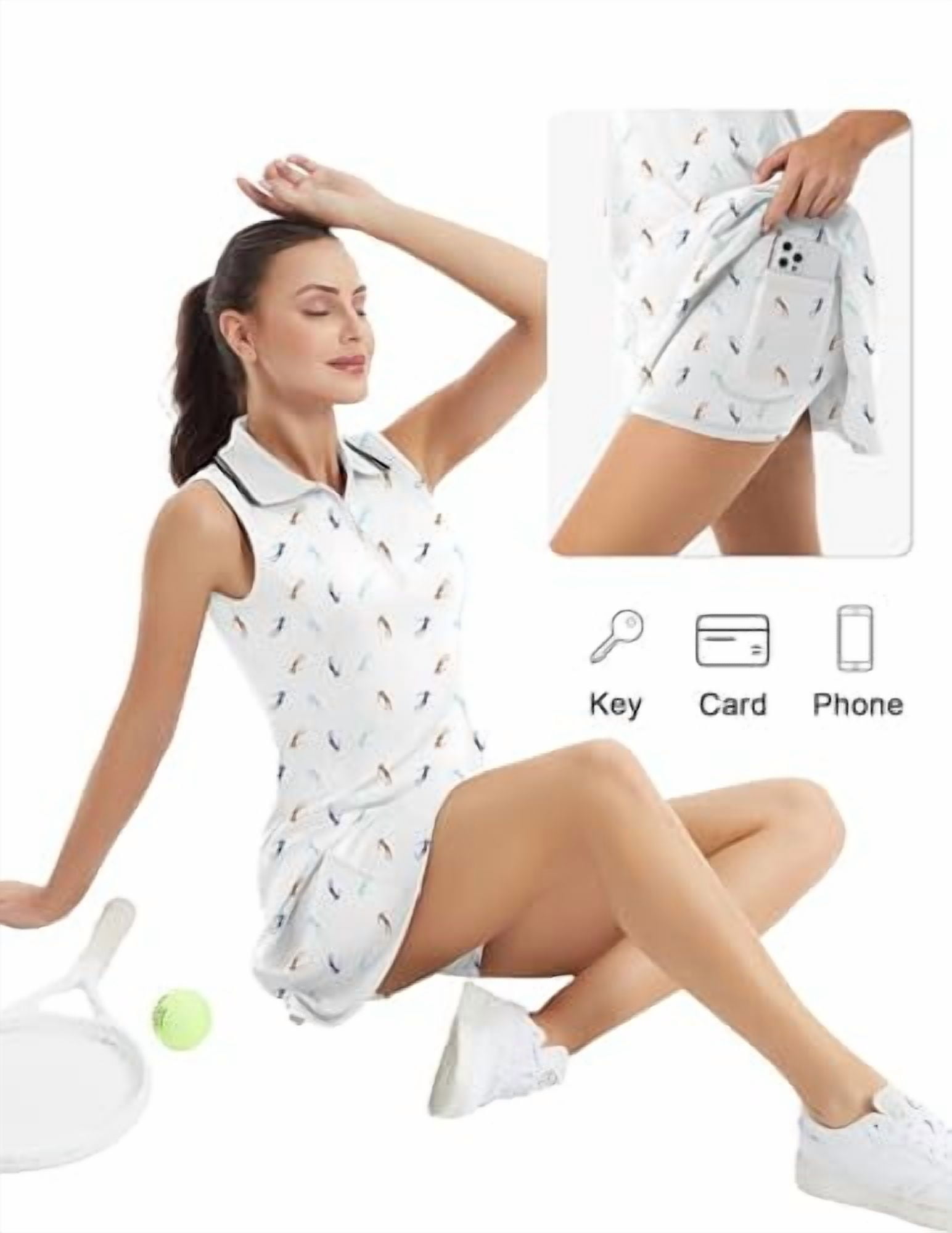 FKEEP WOMEN'S TENNIS GOLF DRESS SPORT ACTIVEWEAR WORKOUT ATHLETIC ZIP V NECK