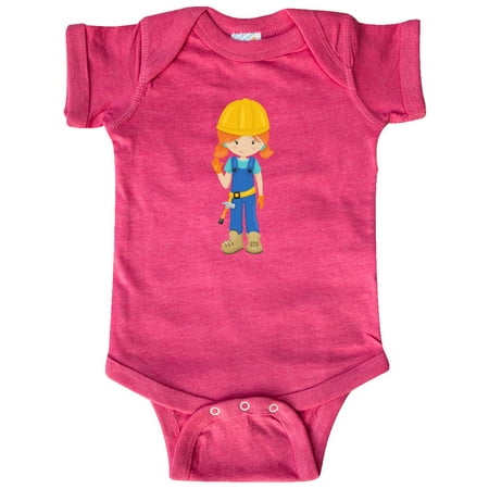 

Inktastic Cute Girl Construction Worker Orange Hair Gift Baby Girl Bodysuit
