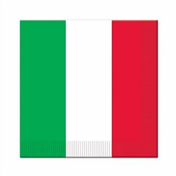 Beistle 16 Piece Disposable Paper Italian Flag Lunch Napkins Party Supplies