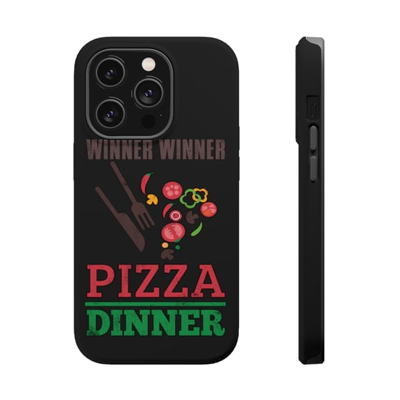 DistinctInk Tough Case for Apple iPhone 15 PRO (6.1" Screen), Compatible with MagSafe Charging - Winner Pizza Dinner