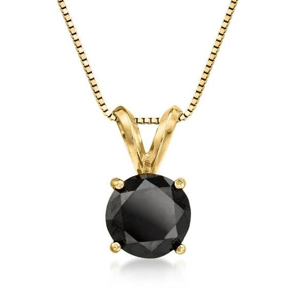 Ross-Simons 2.00 Carat Black Diamond Solitaire Necklace in 14kt Yellow Gold, Women's, Adult