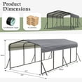thumbnail image 3 of 12x20FT Metal Carport, Heavy Duty Carport with Galvanized Steel Roof and Enhanced Base, Upgraded Large Outdoor Carport Canopy, Metal Carport Garage for Cars, Boats, Trucks, Gray(12x20FT), 3 of 7