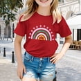 thumbnail image 2 of Zhuashum T-Shirts Fille Unisexe Enfants T-Shirt Imprimé Dessin Animé Manches Courtes Col Rond Haut Tendance Ado Printemps Rouge 12-13 Ans, 2 of 4