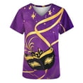 thumbnail image 5 of BiZtdJrK Mardi Gras Scrubs for Women Medical V Neck Short Sleeve Working Shirts 2025 Summer Fashion Graphic Scrub Tops with Pockets Purple M, 5 of 6