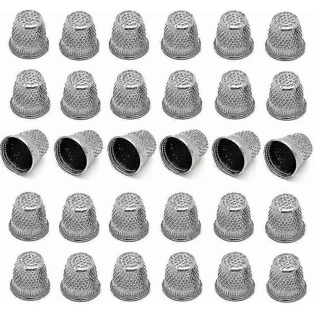 30pcs Silver Toned Vintage Diy Crafts Metal Sewing Thimbles, Sewing Thimble (size (approx):19mm X 18mm)