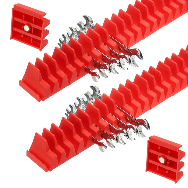 46pcs Magnetic Wrench Organizer for Tool Box, Magnetic Modular Wrench Organizer Holder Toolbox Universally for 46 Tools Drawer Chest Ratcheting Offset Wrenches, Red