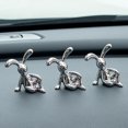 thumbnail image 2 of Long-eared Rabbit Decor 2pcs Long Ear Bunny Figurine Uv Electroplating Adhesive Sitting Rabbit Figure Model Toy Statue Car Dashboard Decoration, 2 of 8