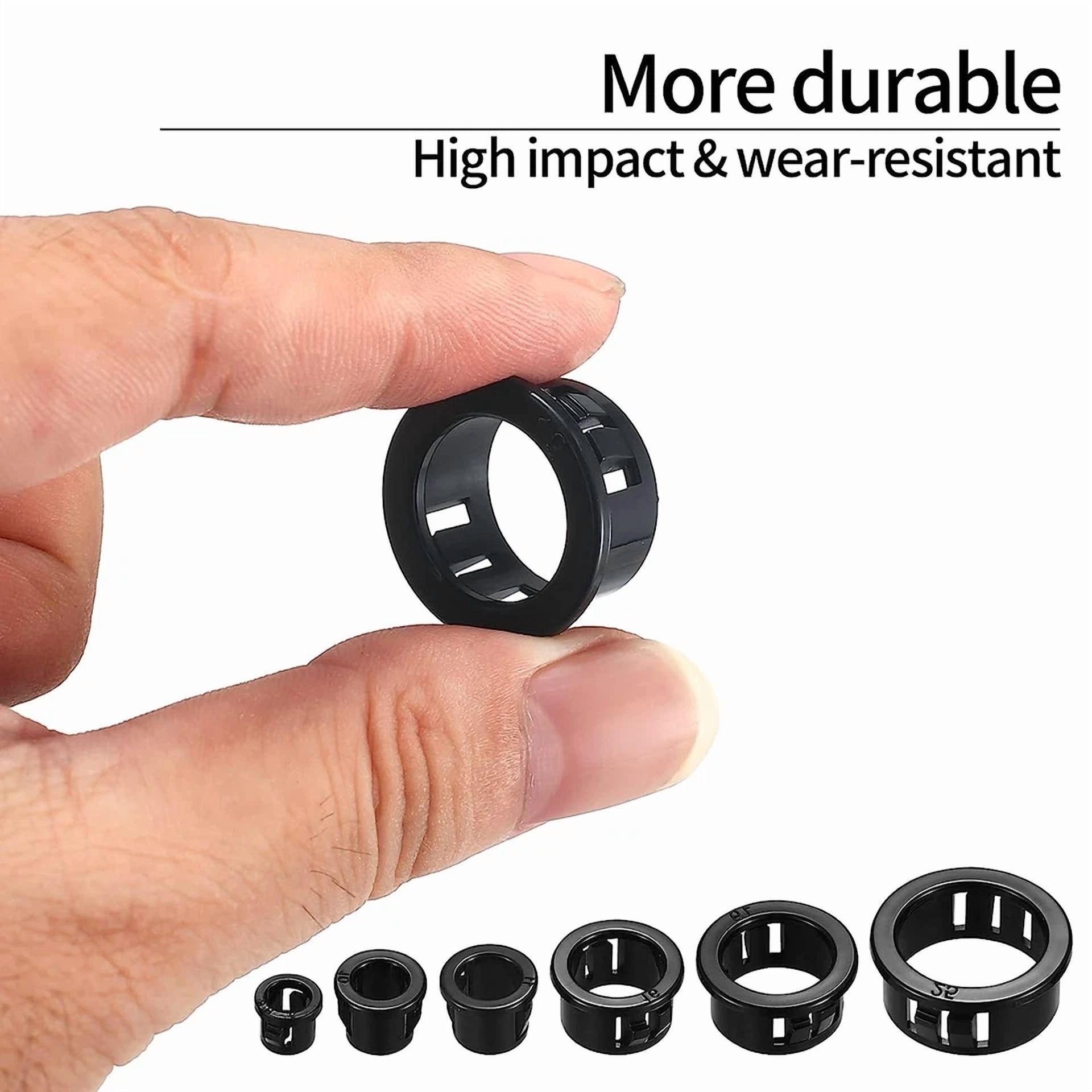 CIRCLE- 170 Pcs Black Nylon Cable Snap Bushing Grommets, 5/16" To 1" Assortment Kit