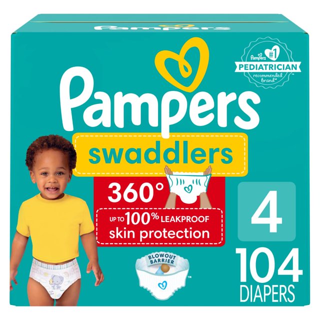 Pañales Pampers Swaddlers 360, talla 4, 104 unidades, para bebé